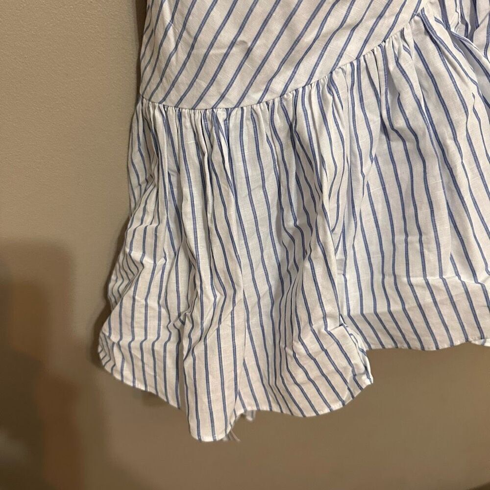 Rebecca Taylor Women's Sleeveless Stripe Wrap Dress linen blend - Picture 6 of 10